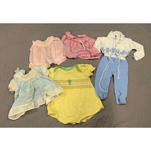 Vintage 70’s Baby Girl Bundle 0-9 Months Dresses One Piece
